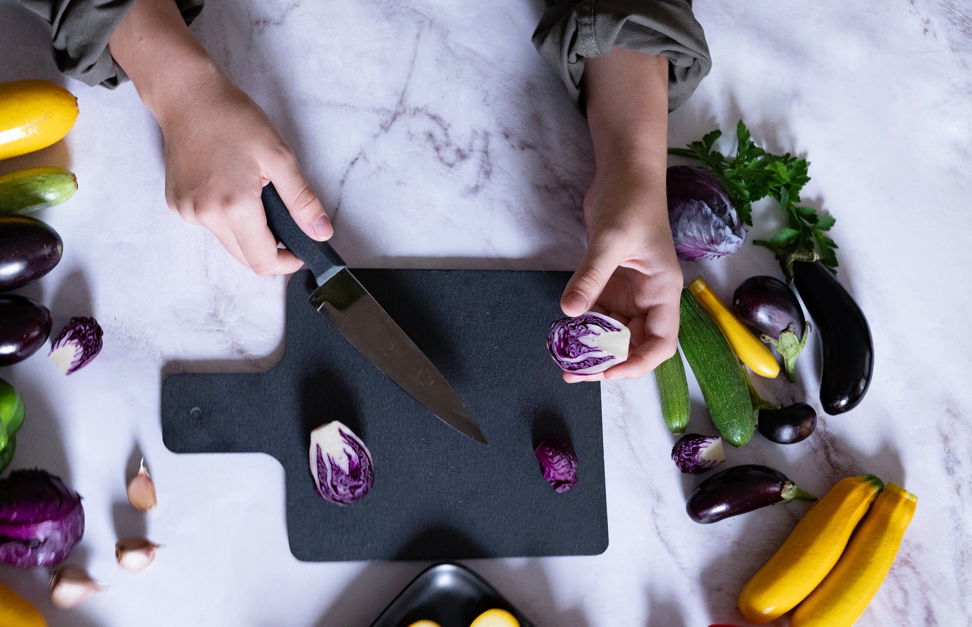 Fase di preparazione: taglio e mise en place